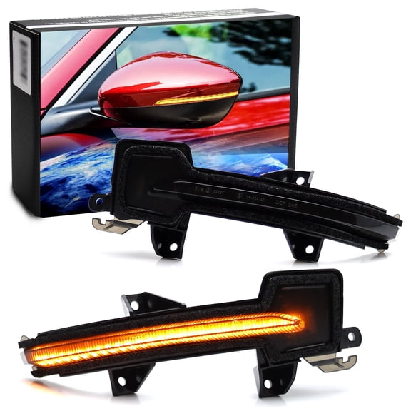 Black-Out Smoked Lens Full LED Strip Dynamic Sequential Blink/Flow Side Mirror Turn Signal Light Assembly Kit For 2018-2022 Honda Accord; 2023-up Acura Integra