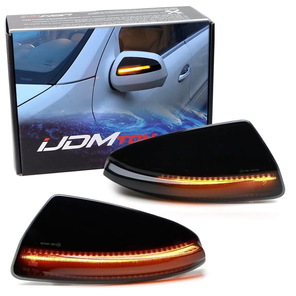 Black-Out Smoked Lens Full LED Strip Dynamic Sequential Blink/Flow Side Mirror Turn Signal Light Assembly Kit For Mercedes 2008-2011 W204 Pre-LCI C-Class