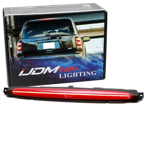 Black-Out Smoked Lens Full LED Strip High Mount Third Brake Light Assembly For Chevrolet 2002-2009 Trailblazer, GMC Envoy, Buick Rainier, etc