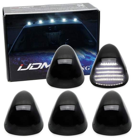 Black-Out Smoked Lens Xenon White Full LED Cab Roof Marker Lamps Replacement For Ford 1999-2016 F250 F350 F450, Also Universal Fit For Other Trucks