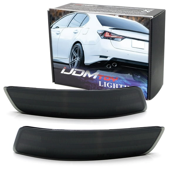 Black-Out Smoked Rear Bumper Reflector Lenses For Lexus 2013-2018 ES, 2013-2020 GS, OE-Spec LH RH Assembly