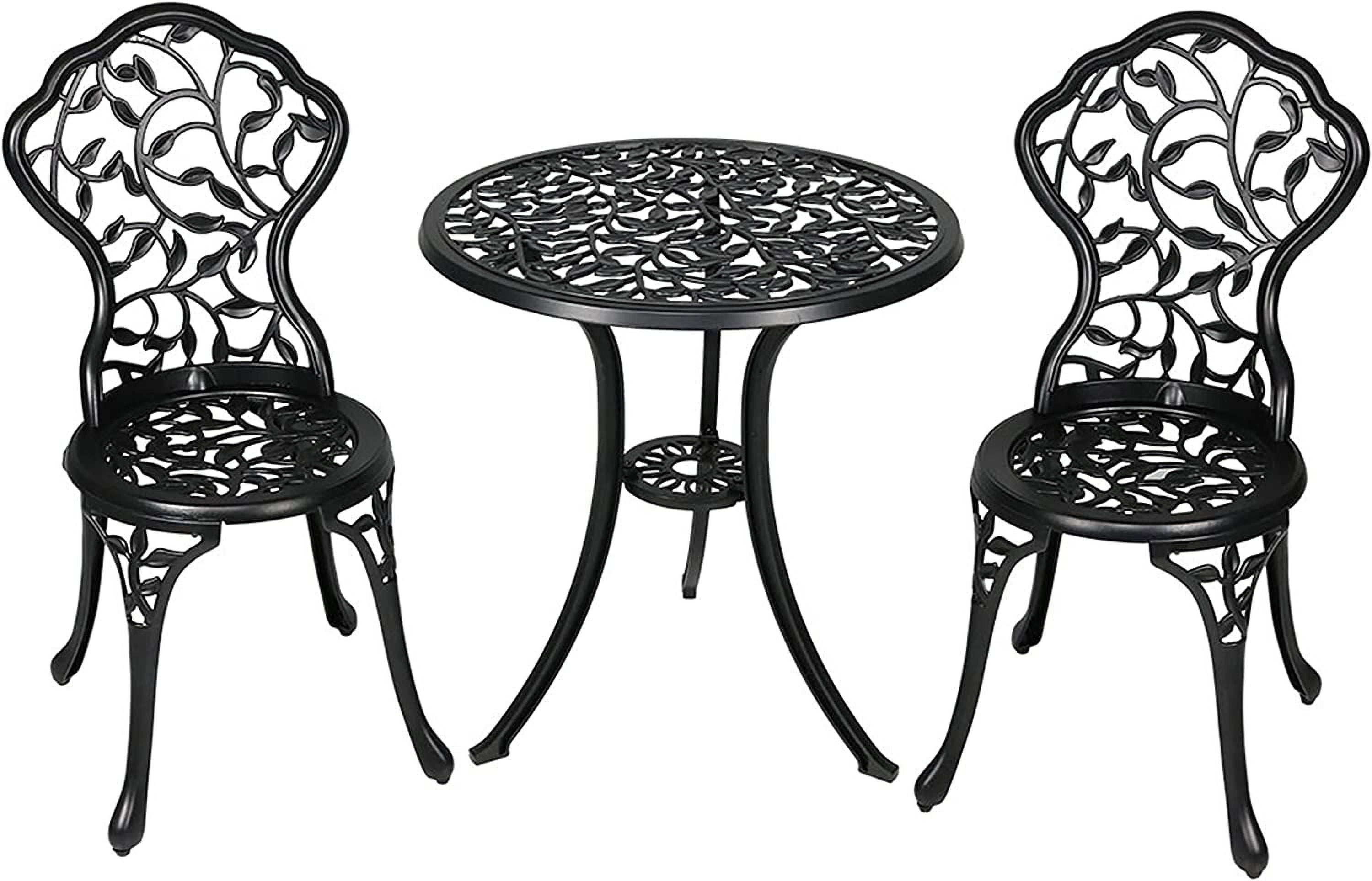 Black Outdoor Cast Aluminum Patio Bistro Set