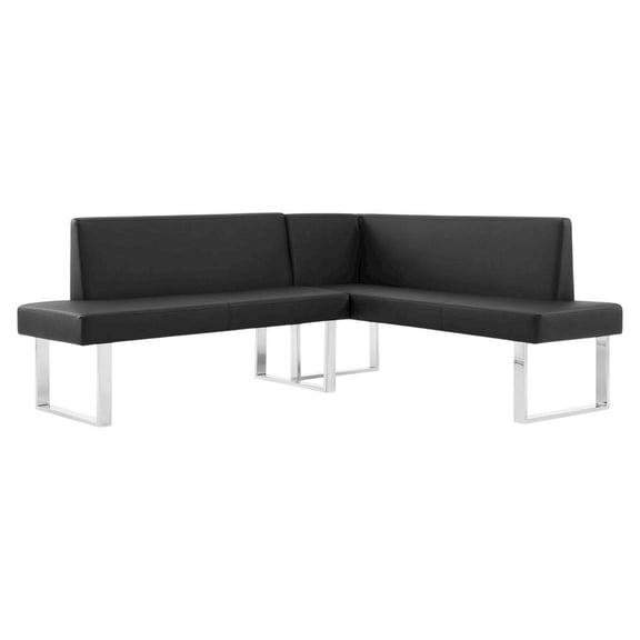 Black Outdoor Corner Sofa With Polyurethane Upholstery For Patio Lounge