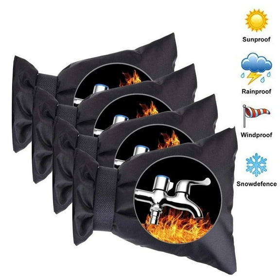 Black Outdoor Faucet Cover Winter Freeze Protection Insulated Faucet Sock For Cold Weather Easy Installation Fits Standard Faucets Hook And Loop Strap Size 2 Pack
