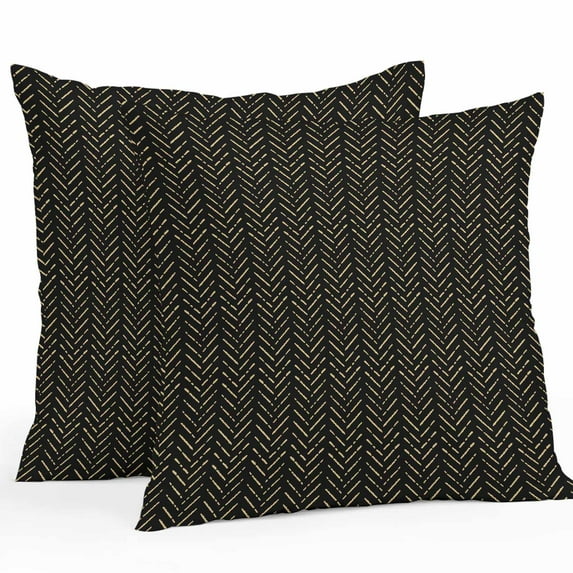 Black and Outdoor Pillow Covers Pack of 2 Yellow Striped Geometric Waterproof Throw Pillow Covers Decorative Cushion Cases for Patio Garden Tent Balcony Couch 24x24 inch
