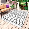 thumbnail image 1 of Black Outdoor Rug for Patio/Deck/Porch, Non-Slip Large Area Rug 5 x 7 Ft, Abstract Lines Gradient Minimalist Modern Texture Indoor Outdoor Rugs Washable Area Rugs, Camping Rug Carpet Runner, 1 of 8