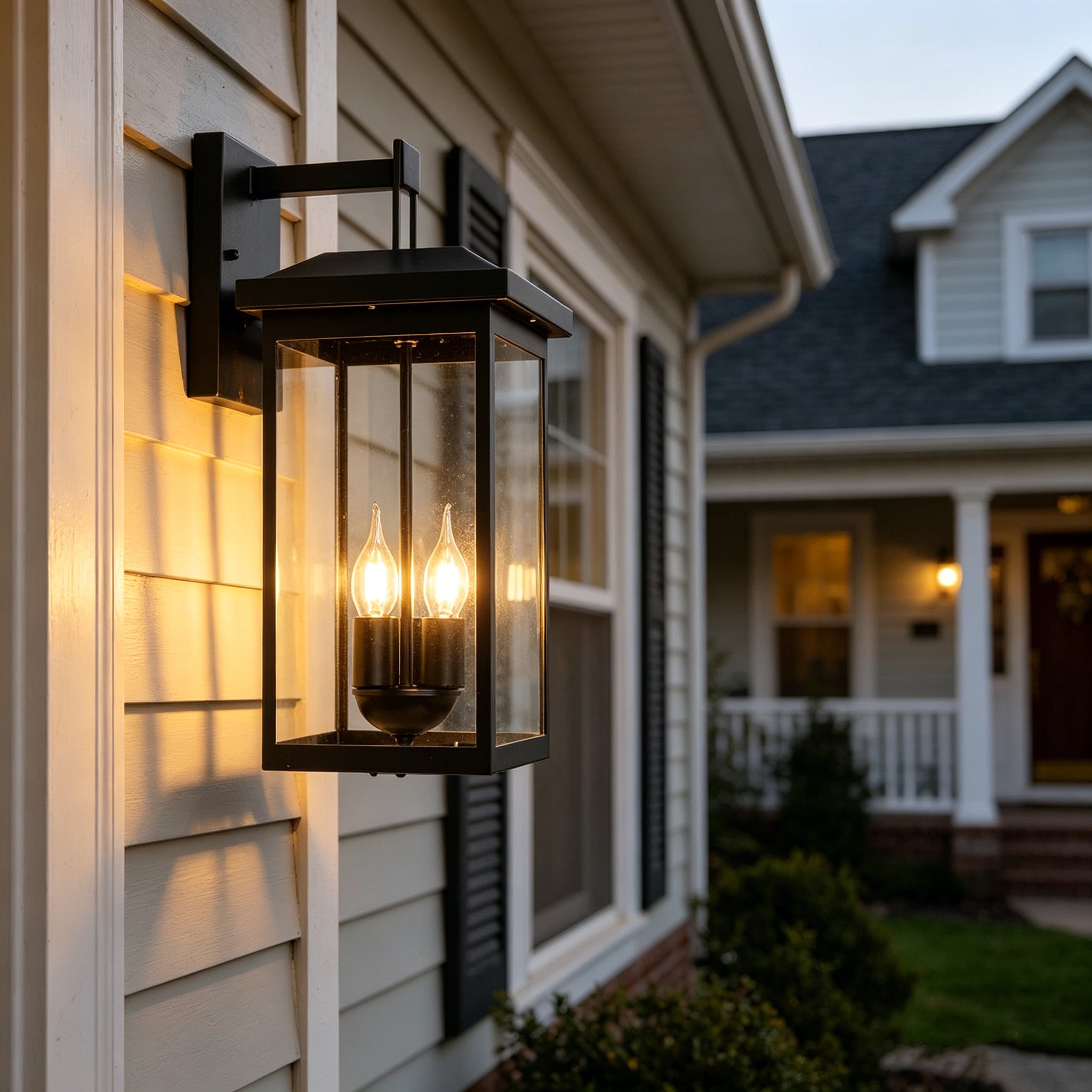 Black Outdoor Wall Lantern, Waterproof Home Decor Light Fixture for ...