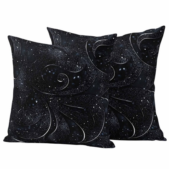 Black Outdoor Waterproof Pillow Covers, Modern Abstract Dot Starry Night Aesthetics Decorative Square Throw Pillowcase Sofa Cushion Sham for Patio/Couch/Chair, 24"x24" 2 Pack