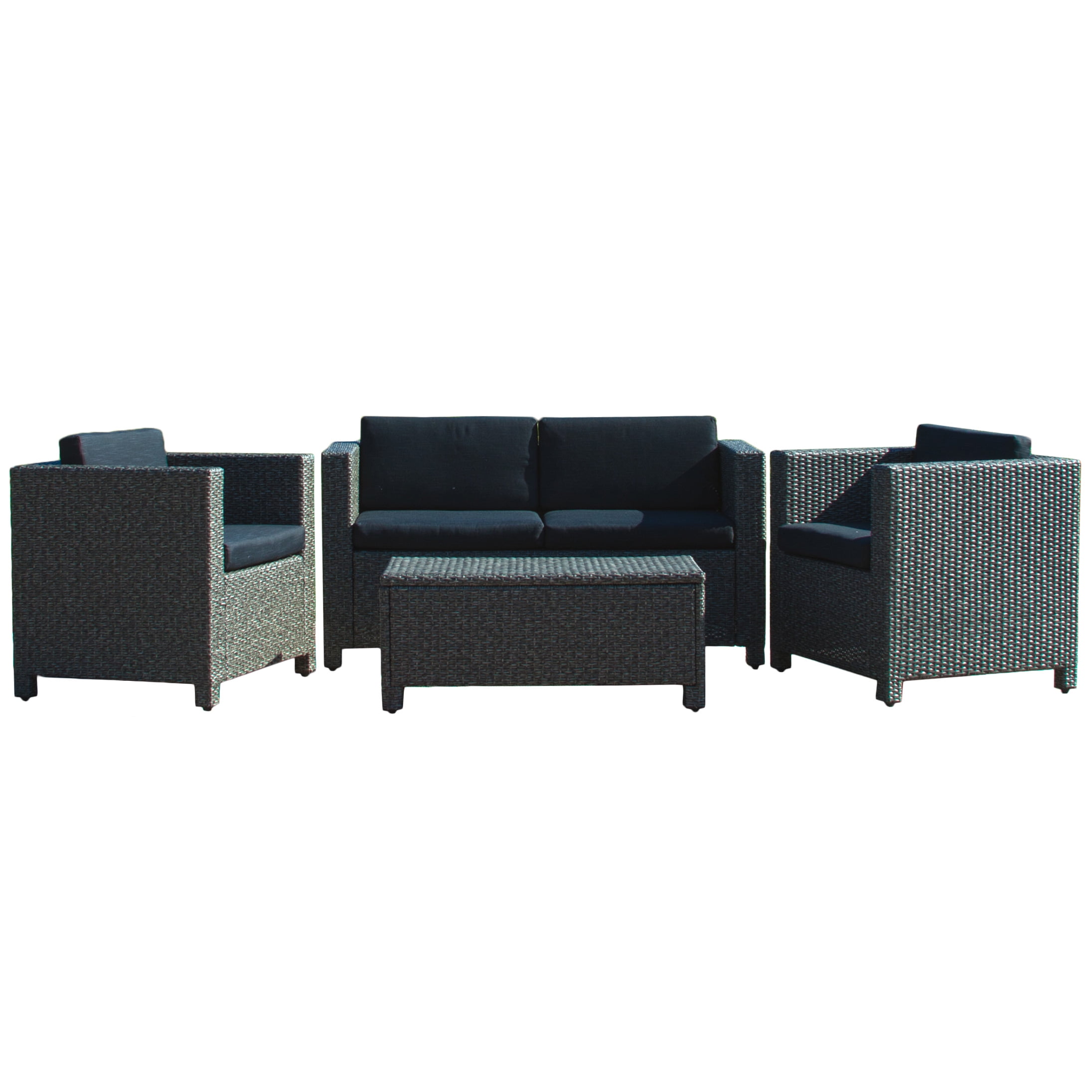 Black Outdoor Wicker Sofa Set