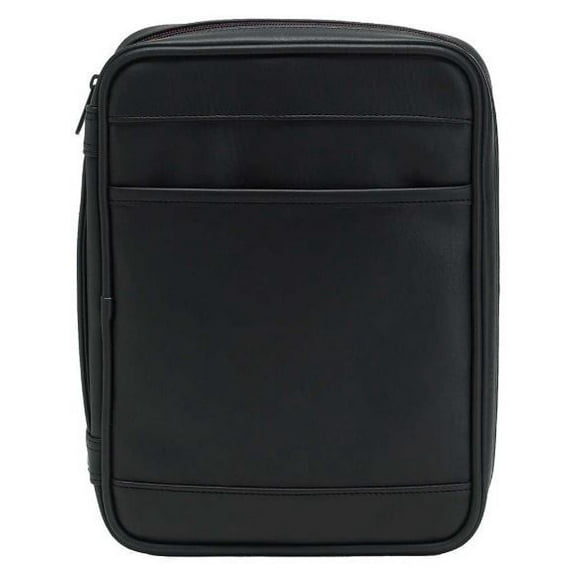Black Outer Pocket Leather Like Vinyl Bible Cover Case with Handle Large