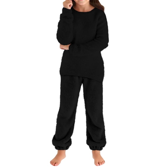 Black Outfits 2PC Sweatsuits for Kids Girl Boy Sport Athletic Match Casual Top Pants Outfits Loungewear Sweatpants Sweatshirt 2PC Sweatsuits Kid 7 Years
