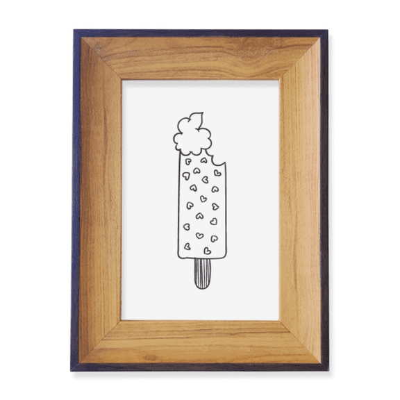 Black Outline Heart Popsicles Ice Photo Frame Exhibition Display Art Desktop Painting