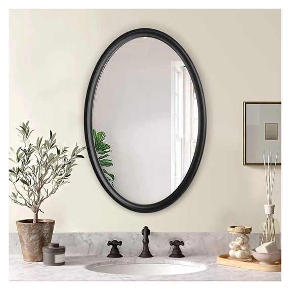 Black Oval Wall Mirror, 24''x36'' Bathroom Mirrors for Wall Mounted, Oval Vanity Mirror for Home Decor Bedroom Living Room Office Entryway
