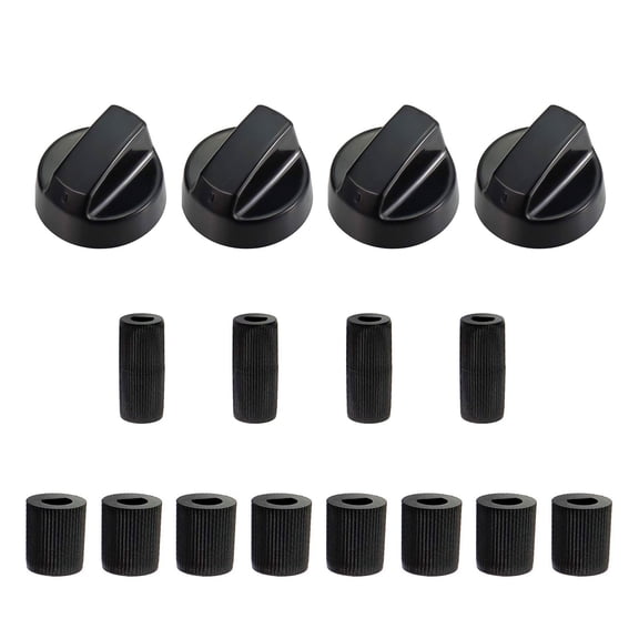 Black Oven Control Knob Replacement with Adapter Easy Installation Replacement for Electric Stove Heat Resistant
