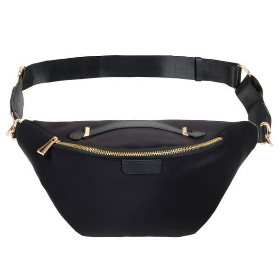 Black Oversized Fanny Pack, Plus Size Crossbody Bag with Adjustable Belt Straps