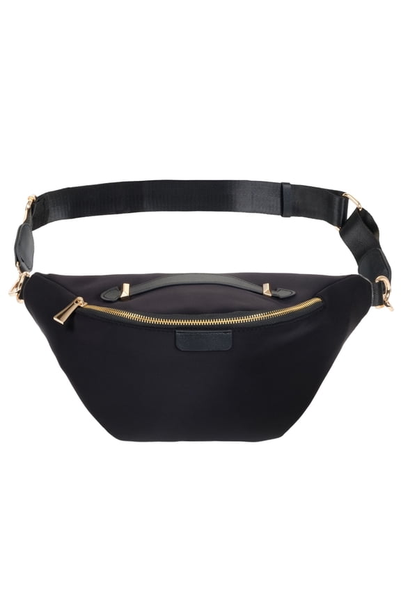 Black Oversized Fanny Pack, Plus Size Crossbody Bag with Adjustable Belt Straps