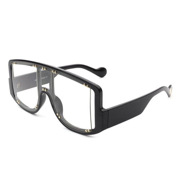 Black Oversized Frame Clear Gray Lens Sunglasses - UV Protection Minimalist Daily Commute Eyewear