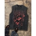 thumbnail image 1 of Black Oversized Gothic Graphic Tank Top - Vintage Washed Cotton, Loose Fit, Y2K Streetwear Aesthetic, 1 of 6