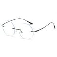 thumbnail image 1 of Black Oversized Round Lightweight Screw-Free Reading Glasses 1.00 Titanium Alloy Anti-Blue Light Rimless Readers +1.00 Strength, 1 of 5