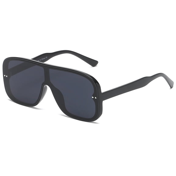 Black Oversized Square Sunglasses - Dark Lens UV Protection Classic Stylish Eyewear