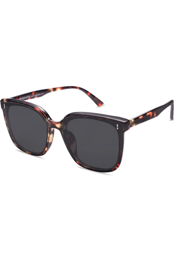 Black Oversized Square Sunglasses, UV400 Protection, Polarized Lenses
