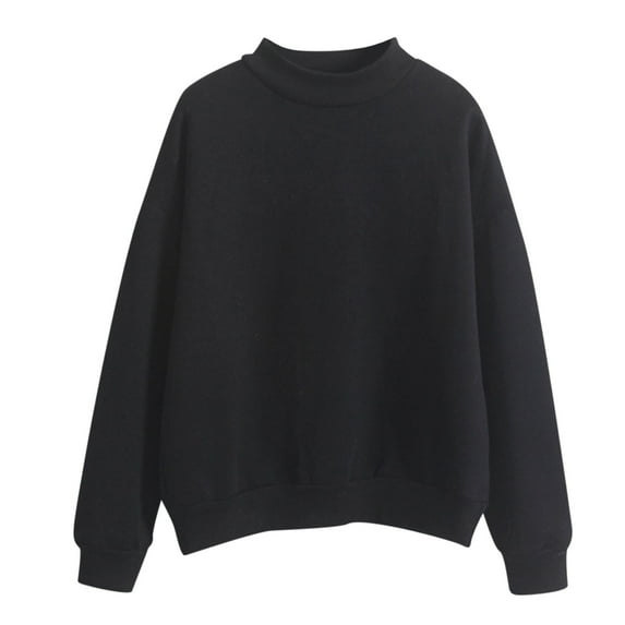 Black Oversized Sweatshirt for Women Long Sleeve Hoodies Solid Color Round Neck Fashion Pullover Fall Outfits for Women 2024