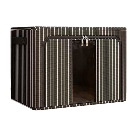 Black Oxford Storage Box, Transparent Window Stackable Bin, Steel Frame Foldable Organizer, Compact Clothes Sheet Storage, Closet Cabinet Bedroom Home Space Saving Box