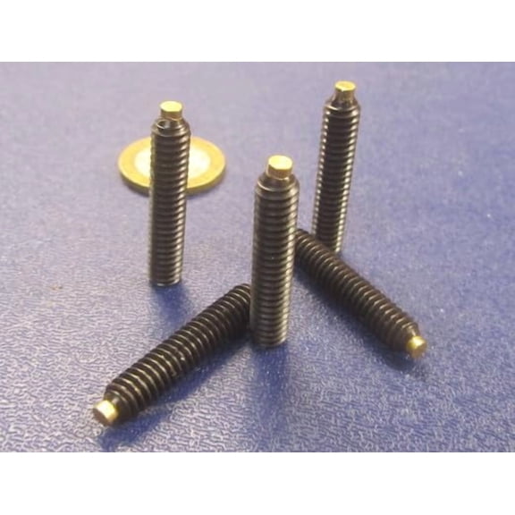Black Oxide Finish Alloy Steel Brass Tip Set Screw 1/4"-20 x 1.25" (1 1/4") Thread Length 5 pcs