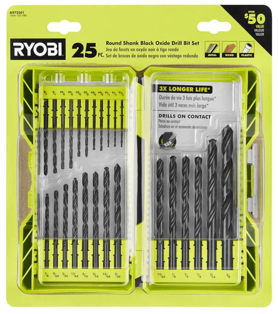 Black Oxide Round Shank Drill Bit Set (25-Piece) - Walmart.com