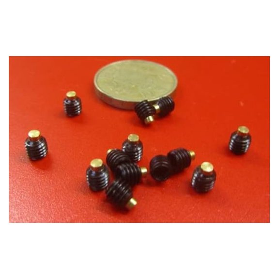 Black Oxide Steel Brass Tip Set Screw 10-32 x .187 (3/16") Thread Length 25 pcs