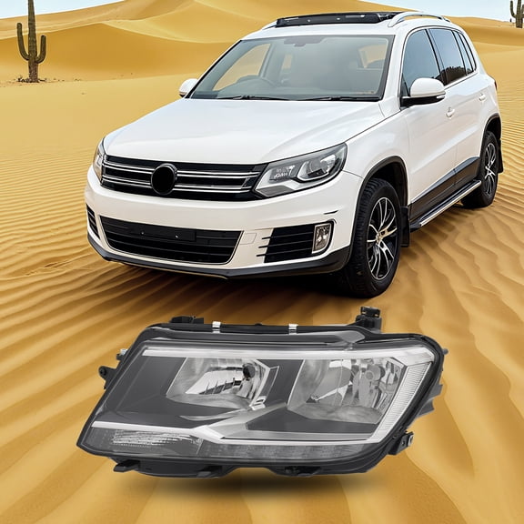 Black PC PP ABS 18-21 Volkswagen Tiguan Left Headlight Halogen LED Daytime Running Lamp Factory Direct Replacement Headlight