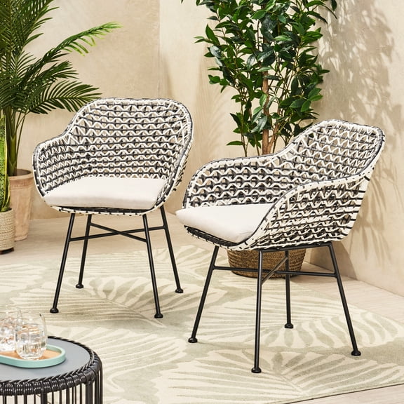 Black PE Rattan and Fabric - Encapsulating Seating - Outdoor Patio - Stylish Dining Solution
