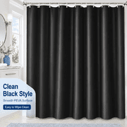 Black PEVA Shower Curtain, 72 x 72 in Bathroom Curtain with Metal Grommets and Rings Included, Easy-Hang Bath Curtain for Bathtub and Shower Stall