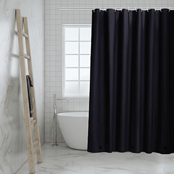 Black PEVA Shower Curtain Liner, Waterproof Bathroom Curtain with Grommets & Magnetic Weights, Heavy Duty 72x72 Inch Plastic Liner for Shower Tub