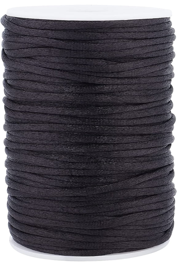 Black PH 3mm Rattail Silk Cord 54 Yards Black Nylon Thread Chinese Knot Thread Silky Bracelet String for Friendship Bracelet Necklace Macrame Trim Dream Catchers Crafts Making