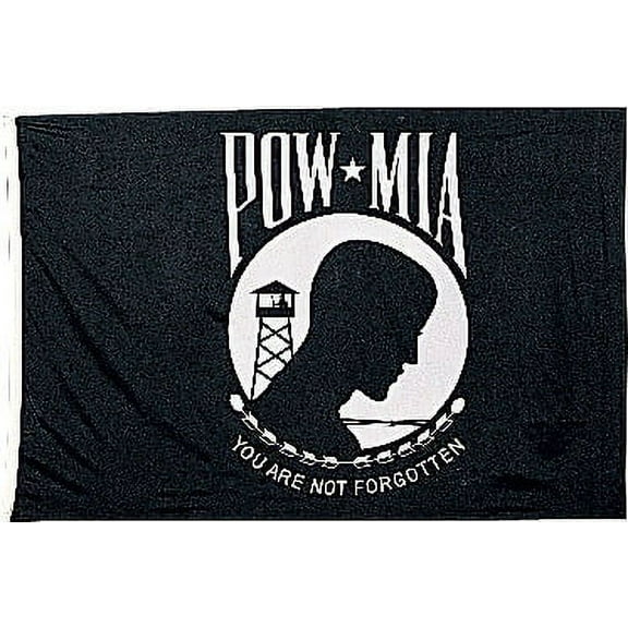 Black - POW MIA Flag with Emblem 2' x 3'