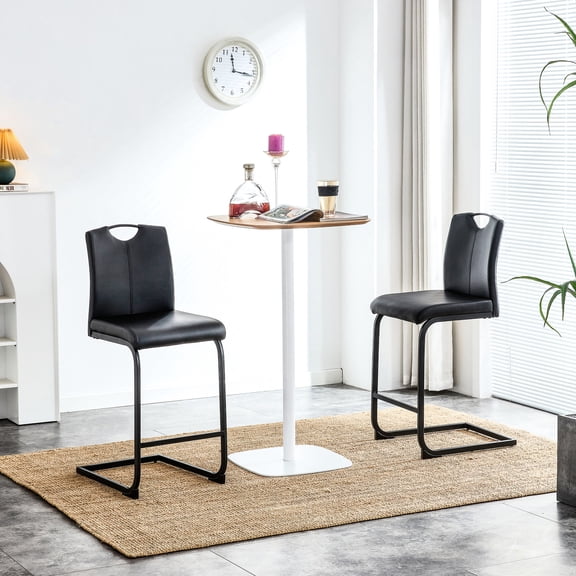 Black PU Barstool with Easy Assembly / Comes with Instructions