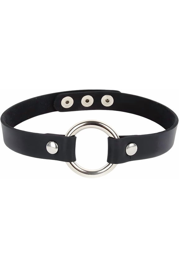 Black PU Leather Choker for Women Pendant Adjustable Leather Collar Chain Punk Gothic Style Circle Short Necklace with Rivet for Costume Jewelry Christmas Party Cosplay Gift Leather