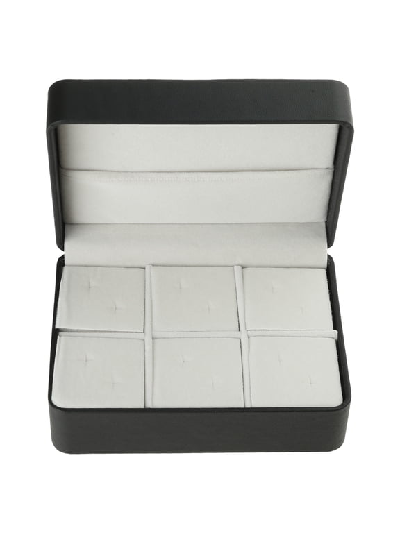 Black PU Leather Cufflink Storage Solution Scratch Resistant Jewellery Case Stylish Jewelry Organiser Case for Travelers