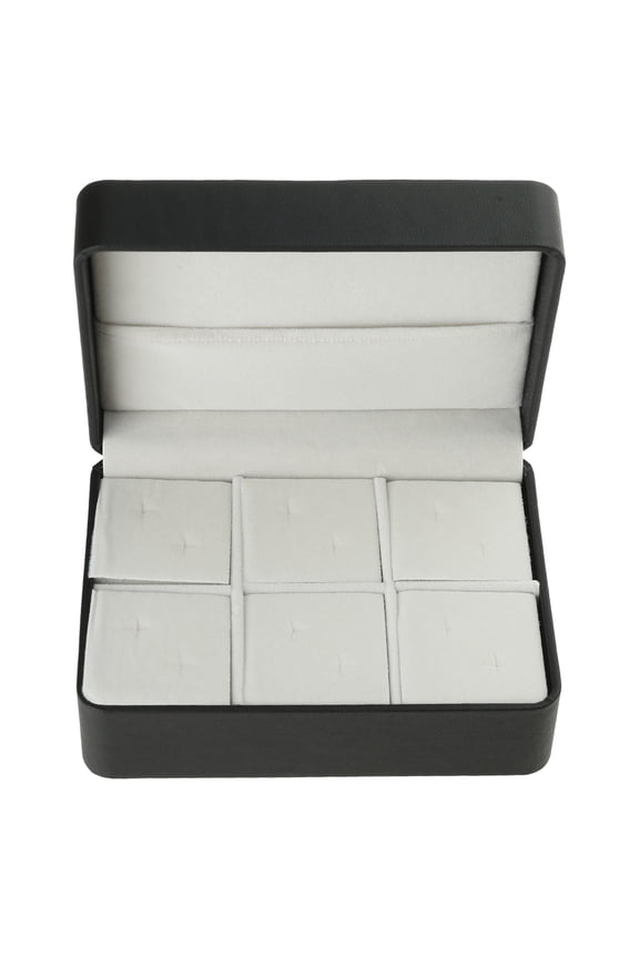 Black PU Leather Cufflink Storage Solution Scratch Resistant Jewellery Case Stylish Jewelry Organiser Case for Travelers