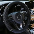 thumbnail image 1 of Black PU Leather Diamond Car Steering Wheel Cover Protector 15"/38cm Accessories, 1 of 6