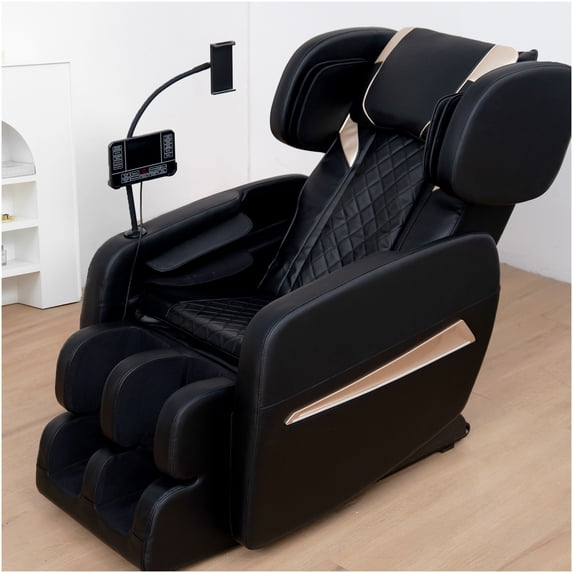 Black PU Leather Full Body Zero Gravity Massage Chair Recliner with Heat and Bluetooth