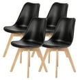 Black PU Leather Modern Dining Chairs Set of 4, Comfortable Kitchen