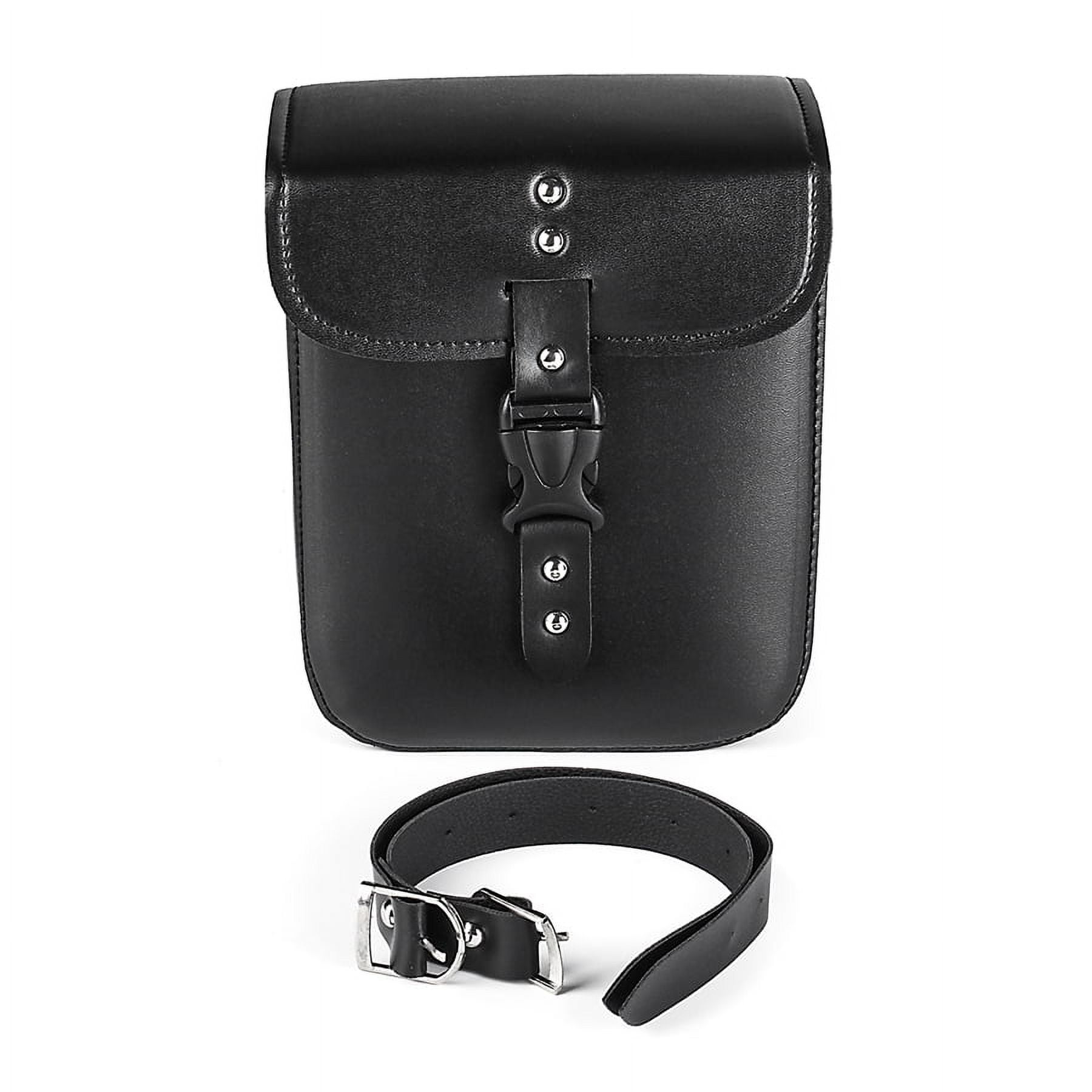 Black PU Leather Motorcycle Bag Saddle Storage Tool Box Side Case Waterproof