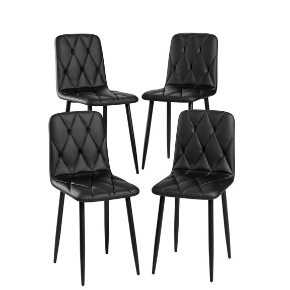 Black PU Leather and Iron Chairs-Smooth Sitting Experience-For Dining Table Desserts-Use in Small Areas