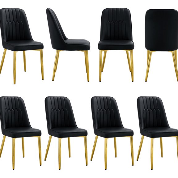 Black PU and Metal Dining Chairs, Comfortable Posture / Fit for Long - time Use at Home