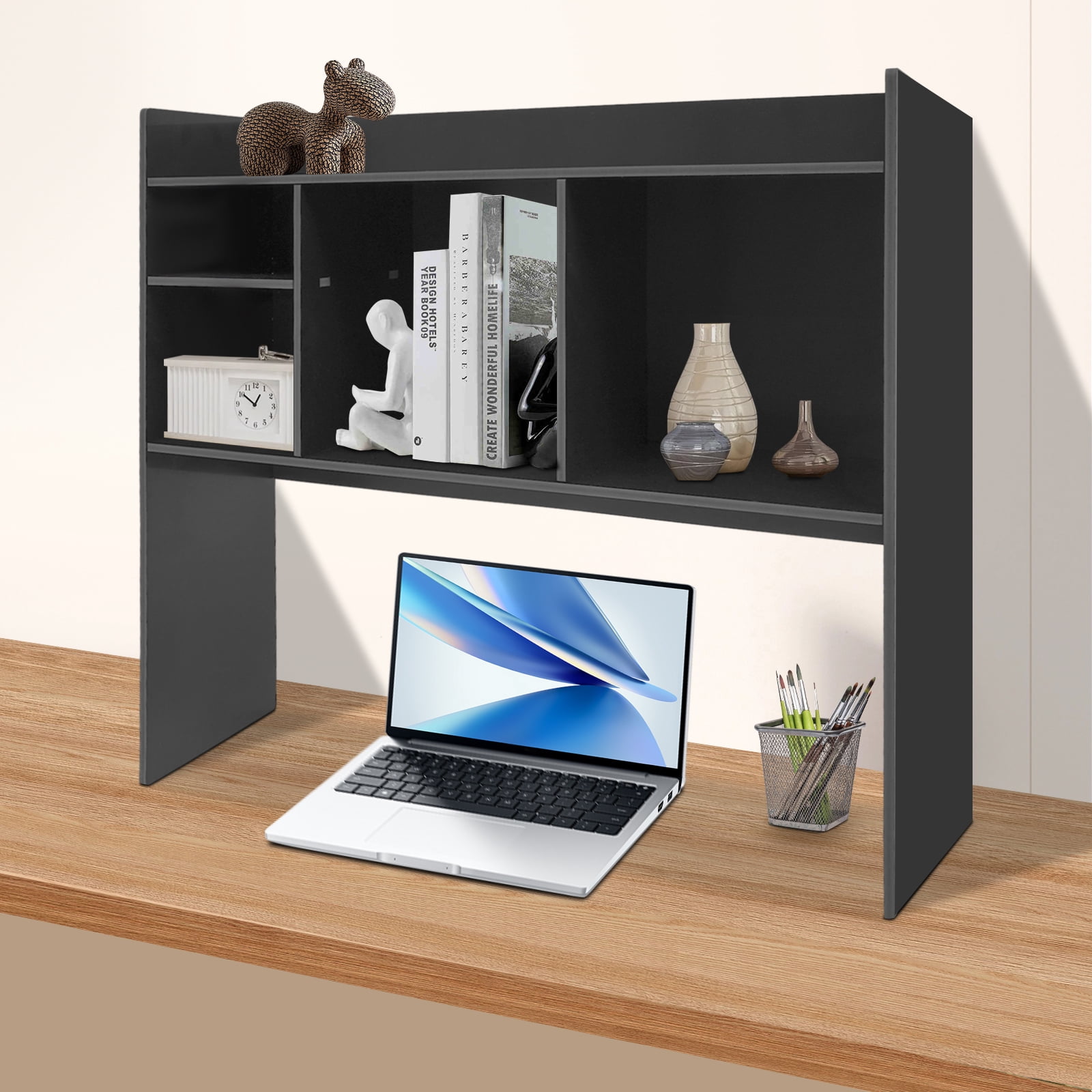 Black PVC 91.4*80cm Six-Grid Multi-Layer Desktop Storage Rack High-Load ...