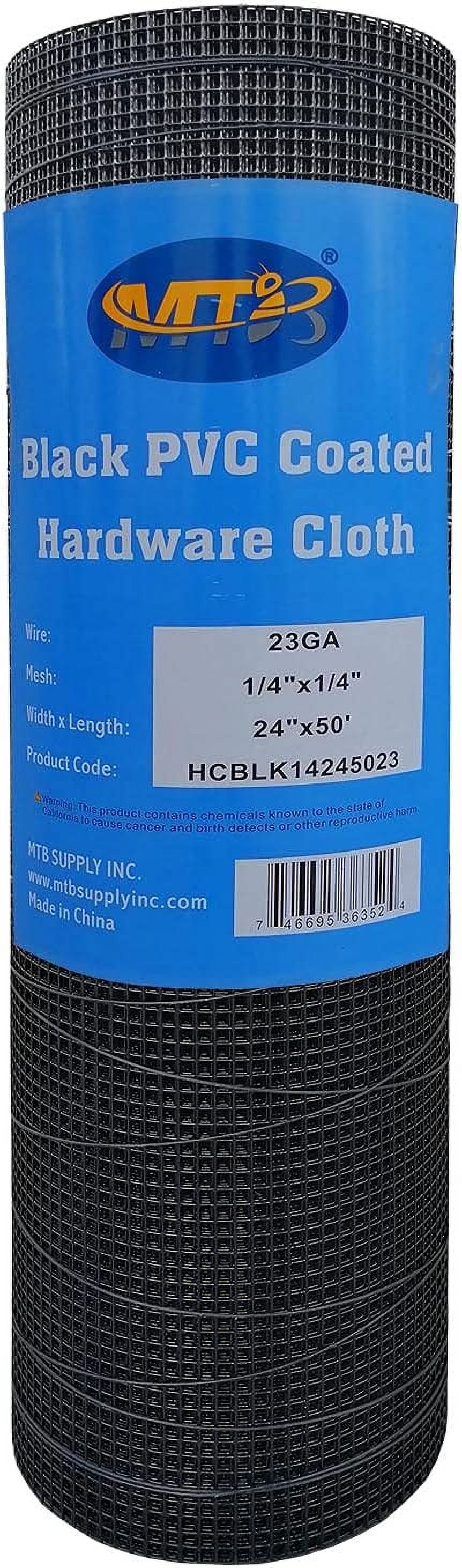 Black PVC Coated Hardware Cloth 24 Inch X 50 Foot 1/4 Inch X 1/4 Inch