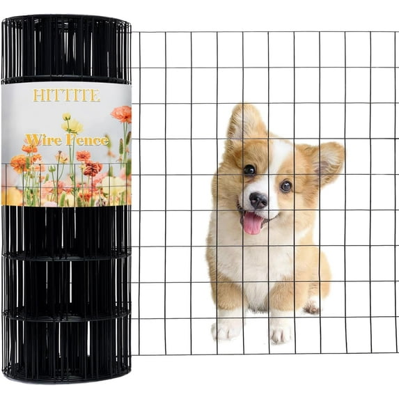 Black PVC Coated Welded Wire Fencing, 60in High x 100ft Long, 2 inch x 3 inch 16 GA Welded Wire Fence Rolls, Black Metal Garden Fence Wire Roll Garden Fencing for Yard Vegetable Plant Protection