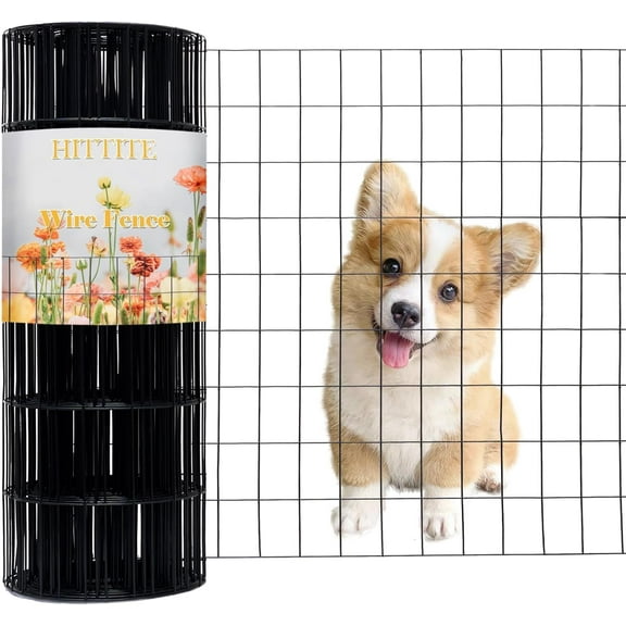 Black PVC Coated Welded Wire Fencing, 60in High x 100ft Long, 2 inch x 3 inch 16 GA Welded Wire Fence Rolls, Black Metal Garden Fence Wire Roll Garden Fencing for Yard Vegetable Plant Protection